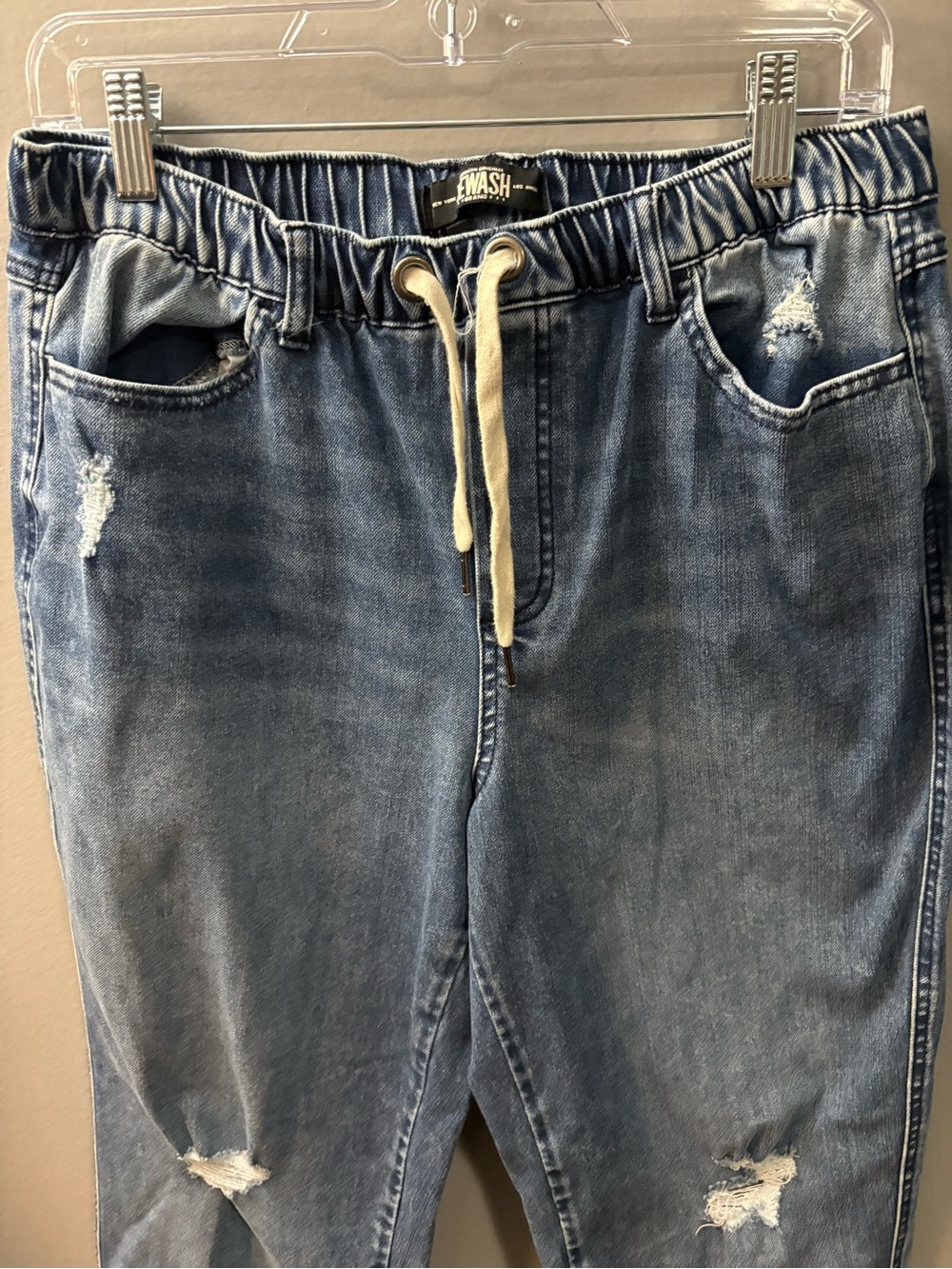 Rewash Women’s  Blue Drawstring Denim Jogger Jeans